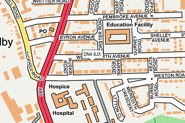 DN4 8JX map - OS OpenMap – Local (Ordnance Survey)