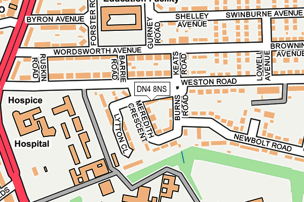 DN4 8NS map - OS OpenMap – Local (Ordnance Survey)