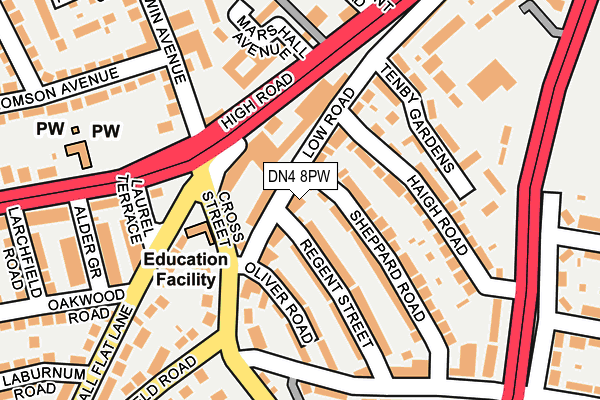 DN4 8PW map - OS OpenMap – Local (Ordnance Survey)