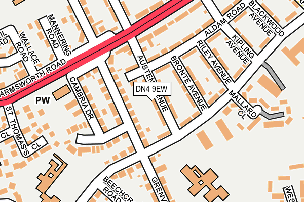 DN4 9EW map - OS OpenMap – Local (Ordnance Survey)