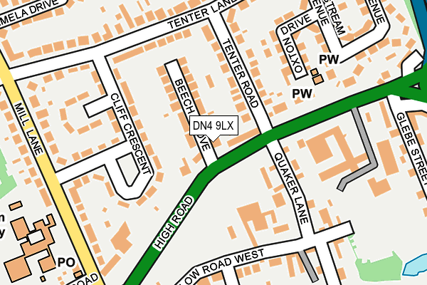 DN4 9LX map - OS OpenMap – Local (Ordnance Survey)