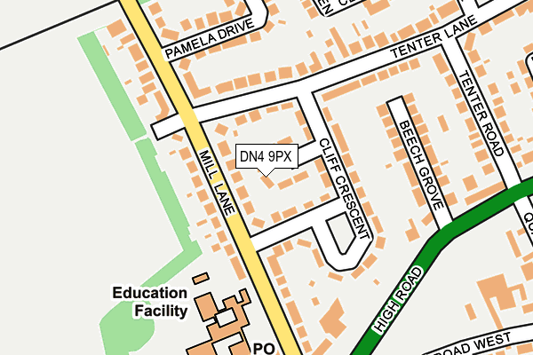 DN4 9PX map - OS OpenMap – Local (Ordnance Survey)
