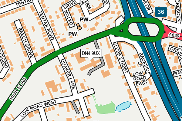 DN4 9UX map - OS OpenMap – Local (Ordnance Survey)