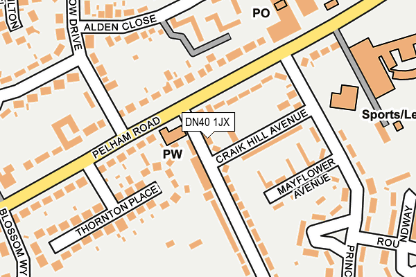 DN40 1JX map - OS OpenMap – Local (Ordnance Survey)