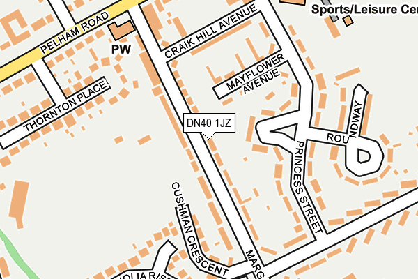 DN40 1JZ map - OS OpenMap – Local (Ordnance Survey)