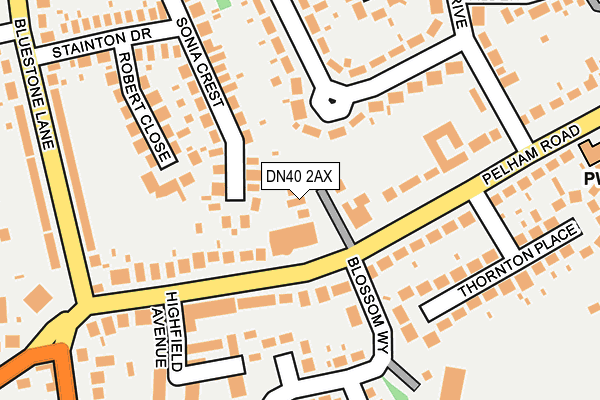 DN40 2AX map - OS OpenMap – Local (Ordnance Survey)