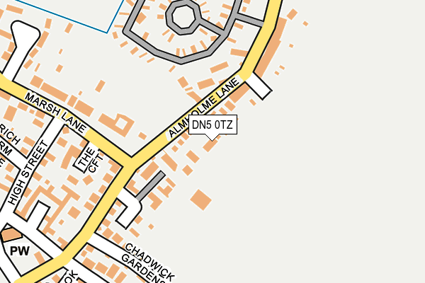 DN5 0TZ map - OS OpenMap – Local (Ordnance Survey)