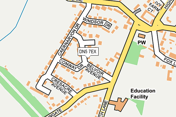 DN5 7EX map - OS OpenMap – Local (Ordnance Survey)