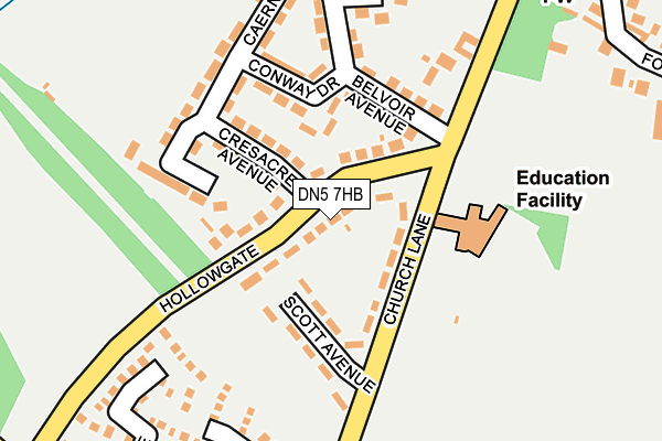 DN5 7HB map - OS OpenMap – Local (Ordnance Survey)
