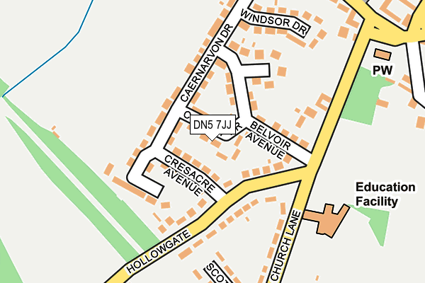 DN5 7JJ map - OS OpenMap – Local (Ordnance Survey)