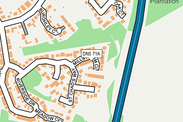 DN5 7YA map - OS OpenMap – Local (Ordnance Survey)