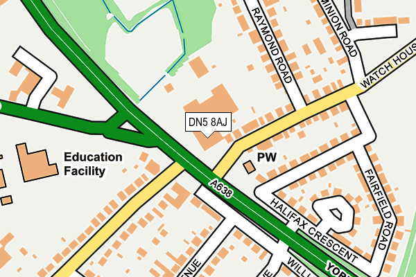 DN5 8AJ map - OS OpenMap – Local (Ordnance Survey)