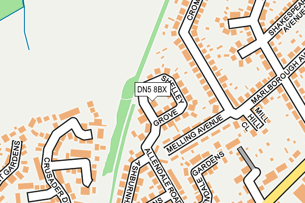 DN5 8BX map - OS OpenMap – Local (Ordnance Survey)