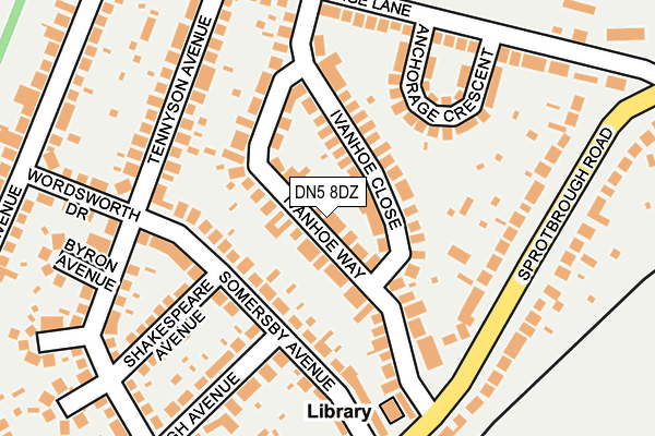 DN5 8DZ map - OS OpenMap – Local (Ordnance Survey)