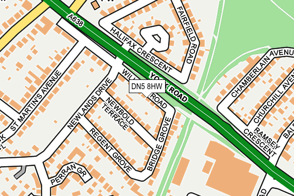 DN5 8HW map - OS OpenMap – Local (Ordnance Survey)
