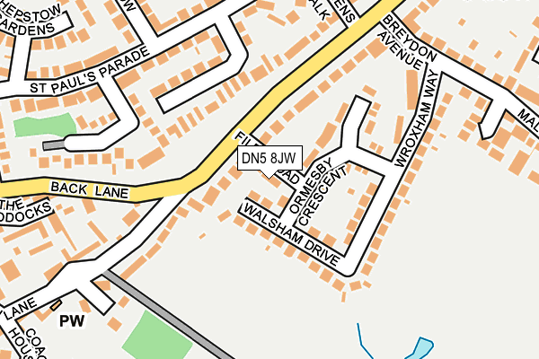 DN5 8JW map - OS OpenMap – Local (Ordnance Survey)