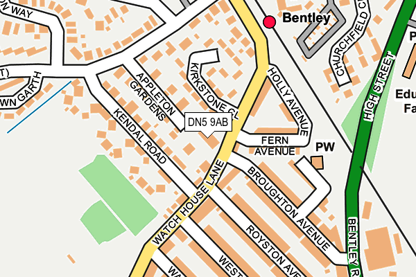 DN5 9AB map - OS OpenMap – Local (Ordnance Survey)