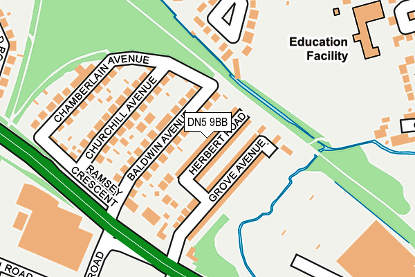 DN5 9BB map - OS OpenMap – Local (Ordnance Survey)