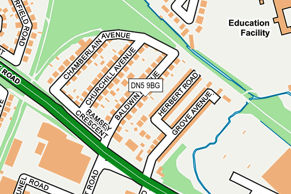 DN5 9BG map - OS OpenMap – Local (Ordnance Survey)