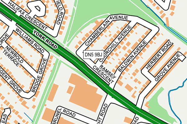 DN5 9BJ map - OS OpenMap – Local (Ordnance Survey)