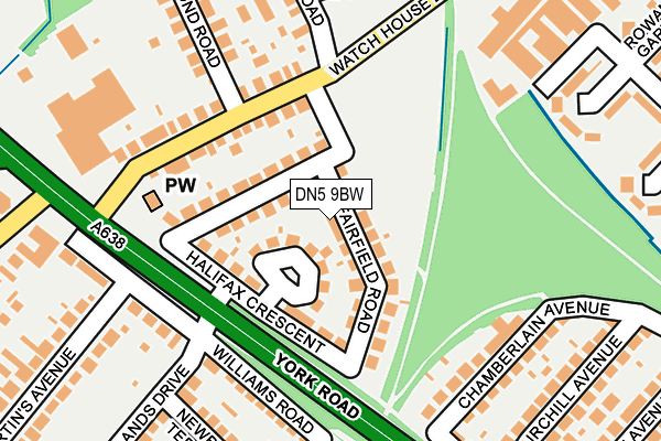 DN5 9BW map - OS OpenMap – Local (Ordnance Survey)
