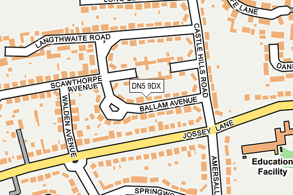 DN5 9DX map - OS OpenMap – Local (Ordnance Survey)