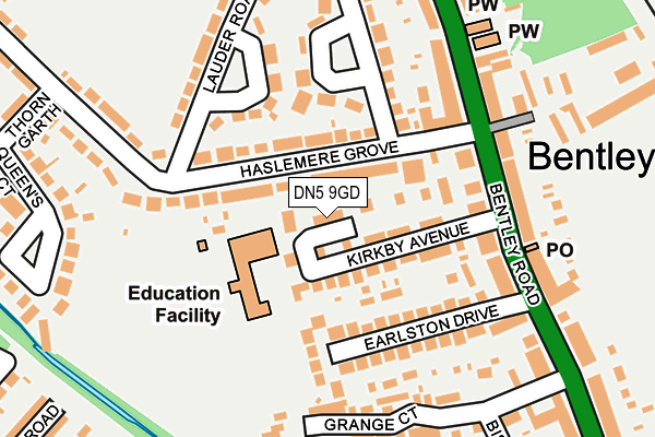 DN5 9GD map - OS OpenMap – Local (Ordnance Survey)
