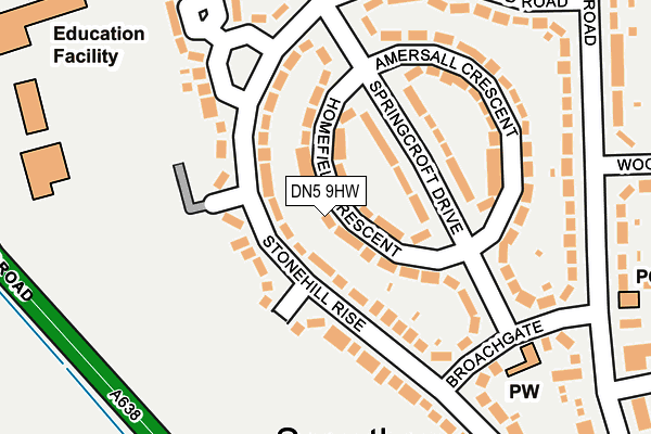 DN5 9HW map - OS OpenMap – Local (Ordnance Survey)