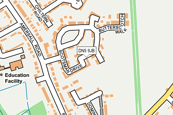 DN5 9JB map - OS OpenMap – Local (Ordnance Survey)