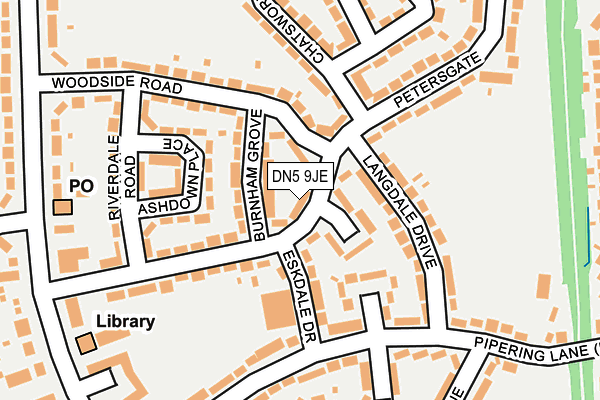 DN5 9JE map - OS OpenMap – Local (Ordnance Survey)