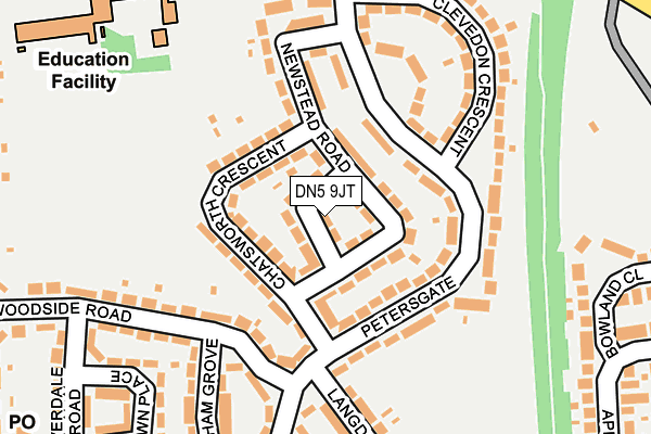 DN5 9JT map - OS OpenMap – Local (Ordnance Survey)