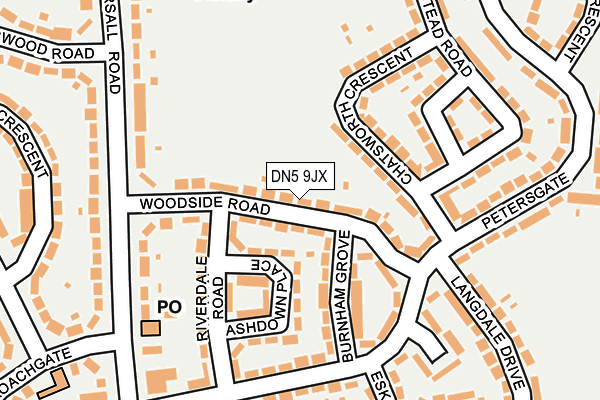 DN5 9JX map - OS OpenMap – Local (Ordnance Survey)