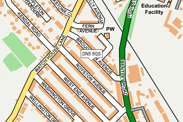 DN5 9QS map - OS OpenMap – Local (Ordnance Survey)