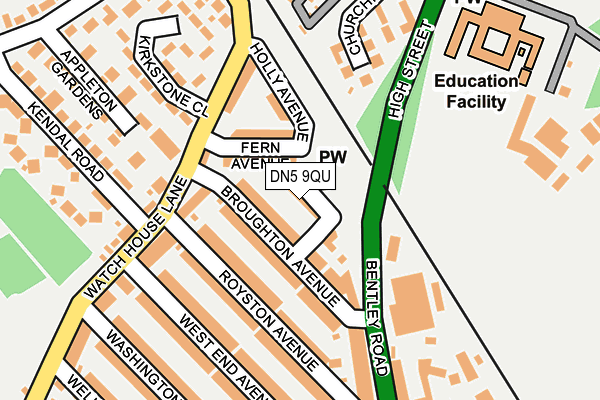 DN5 9QU map - OS OpenMap – Local (Ordnance Survey)