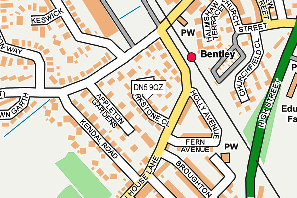 DN5 9QZ map - OS OpenMap – Local (Ordnance Survey)