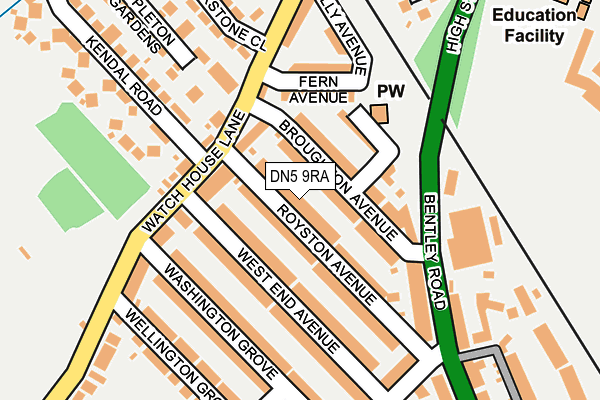 DN5 9RA map - OS OpenMap – Local (Ordnance Survey)