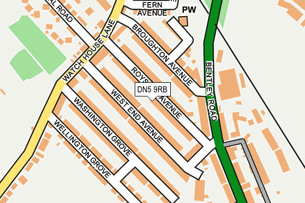 DN5 9RB map - OS OpenMap – Local (Ordnance Survey)