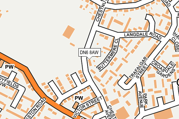 DN6 8AW map - OS OpenMap – Local (Ordnance Survey)