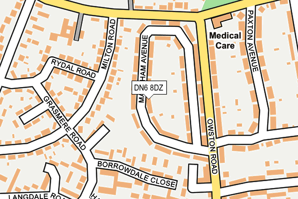 DN6 8DZ map - OS OpenMap – Local (Ordnance Survey)