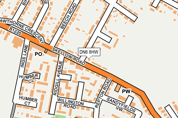 DN6 8HW map - OS OpenMap – Local (Ordnance Survey)