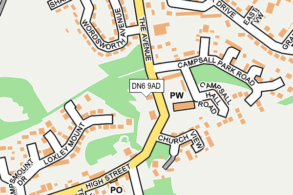 DN6 9AD map - OS OpenMap – Local (Ordnance Survey)