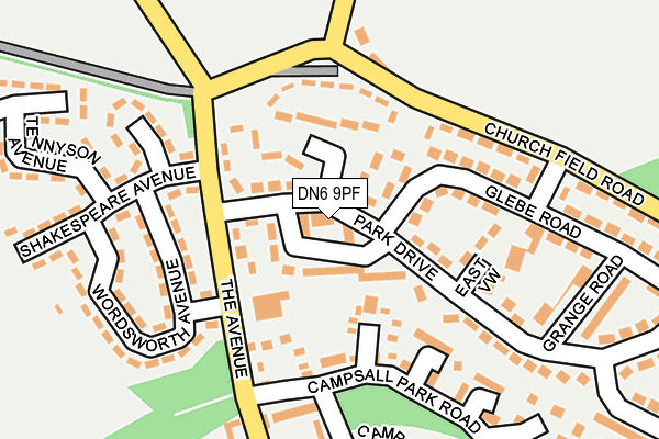 DN6 9PF map - OS OpenMap – Local (Ordnance Survey)