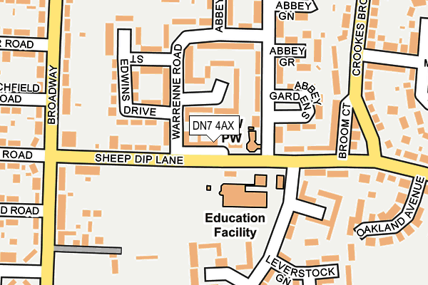 DN7 4AX map - OS OpenMap – Local (Ordnance Survey)