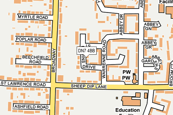 DN7 4BB map - OS OpenMap – Local (Ordnance Survey)