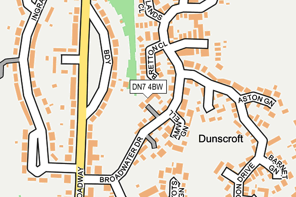 DN7 4BW map - OS OpenMap – Local (Ordnance Survey)