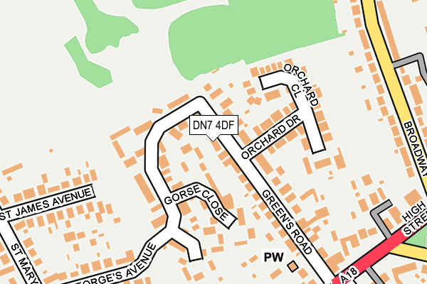 DN7 4DF map - OS OpenMap – Local (Ordnance Survey)