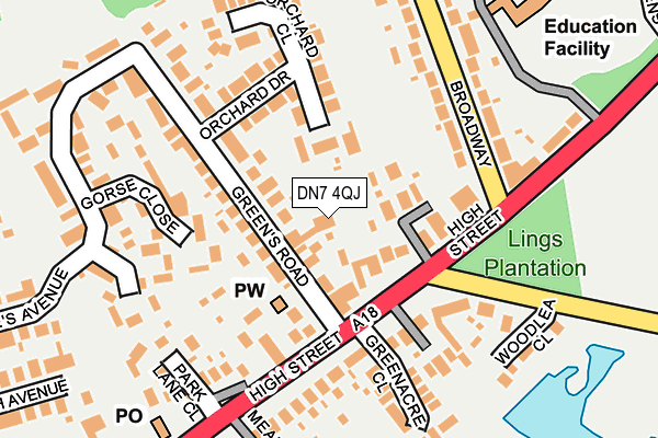 DN7 4QJ map - OS OpenMap – Local (Ordnance Survey)