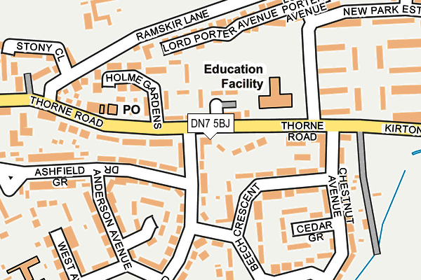 DN7 5BJ map - OS OpenMap – Local (Ordnance Survey)