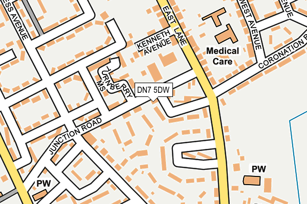 DN7 5DW map - OS OpenMap – Local (Ordnance Survey)