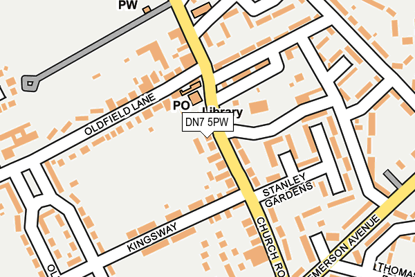 DN7 5PW map - OS OpenMap – Local (Ordnance Survey)